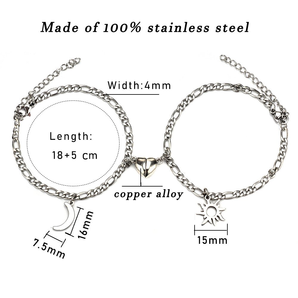 Stainless Steel Sun And Moon Bracelet Creative Sex Heart Magnet Attracts Cartnbill 6576